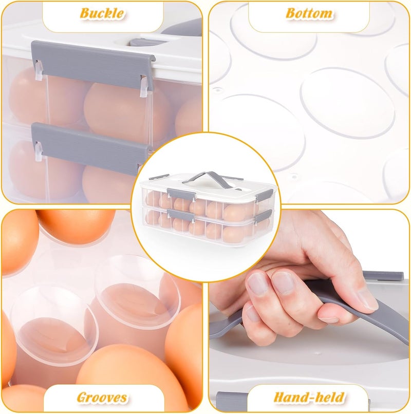 FACULX 2-Layer Deviled Egg Containers with Lid, 36 Slots Deviled Egg Tray Carrier with Handle and Deviled Egg Injector Piping Tool, Portable Egg Storage Carrier Tray Platter for Party Picnic Travel (white) - Image 4